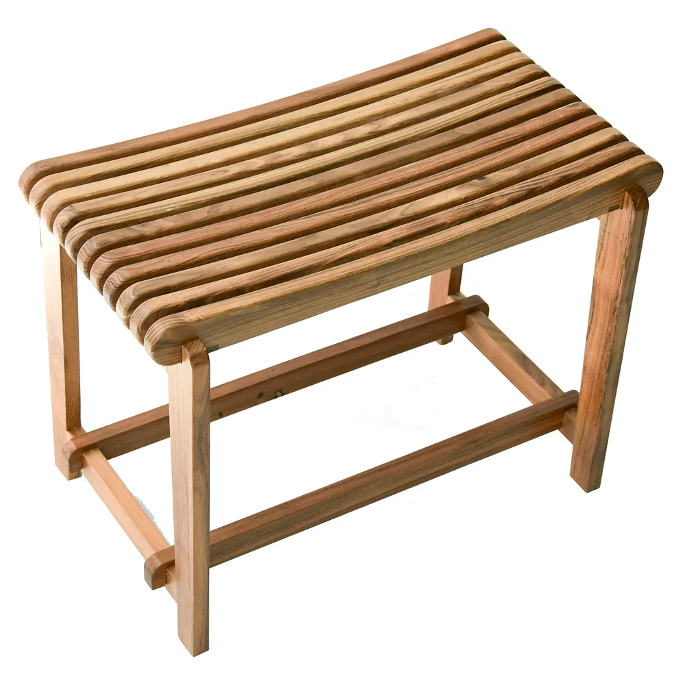 ספסל עץ טיק מלא לישיבה במקלחת מיועד לחדרים רטובים רוחב 60 ס";מ דגם חאניה