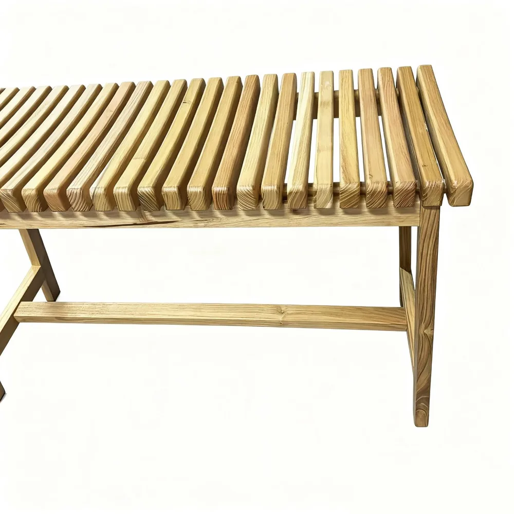 ספסל עץ טיק מלא לישיבה במקלחת מיועד לחדרים רטובים רוחב 75 ס";מ דגם הרקליון