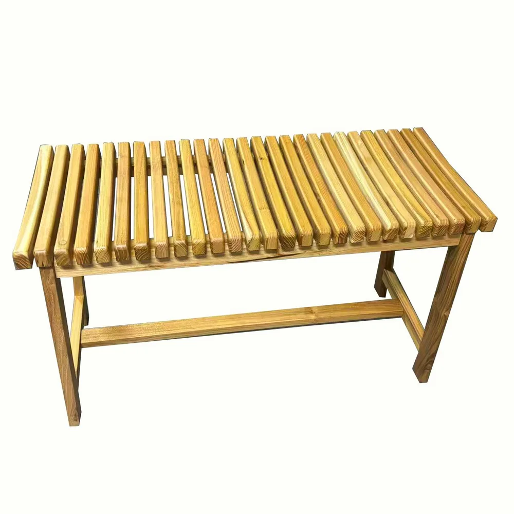 ספסל עץ טיק מלא לישיבה במקלחת מיועד לחדרים רטובים רוחב 75 ס";מ דגם הרקליון