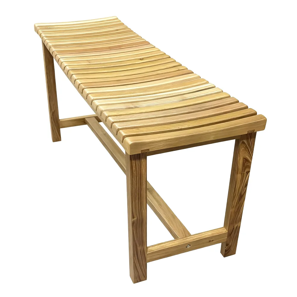 ספסל עץ טיק מלא לישיבה במקלחת מיועד לחדרים רטובים רוחב 75 ס";מ דגם הרקליון