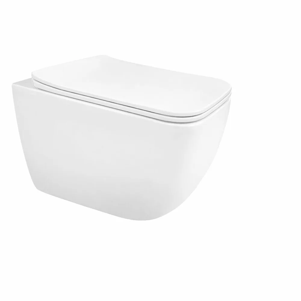 אסלה תלויה מלבנית אורך 51 ס";מ צבע לבן מבריק עם שטיפת טורנדו ומושב קשיח טריקה שקטה ונשלף דגם בלנסיס