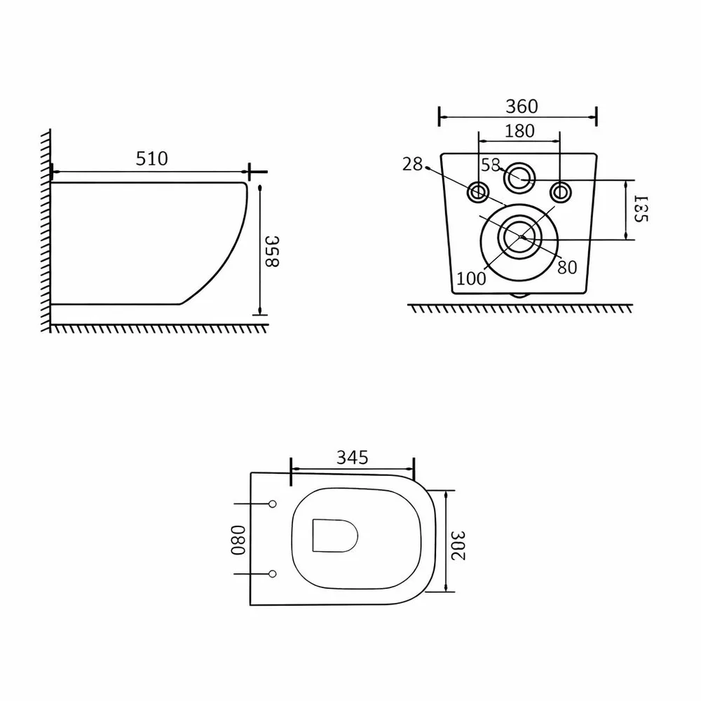 אסלה תלויה מלבנית אורך 51 ס";מ צבע לבן מבריק עם שטיפת טורנדו ומושב קשיח טריקה שקטה ונשלף דגם בלנסיס