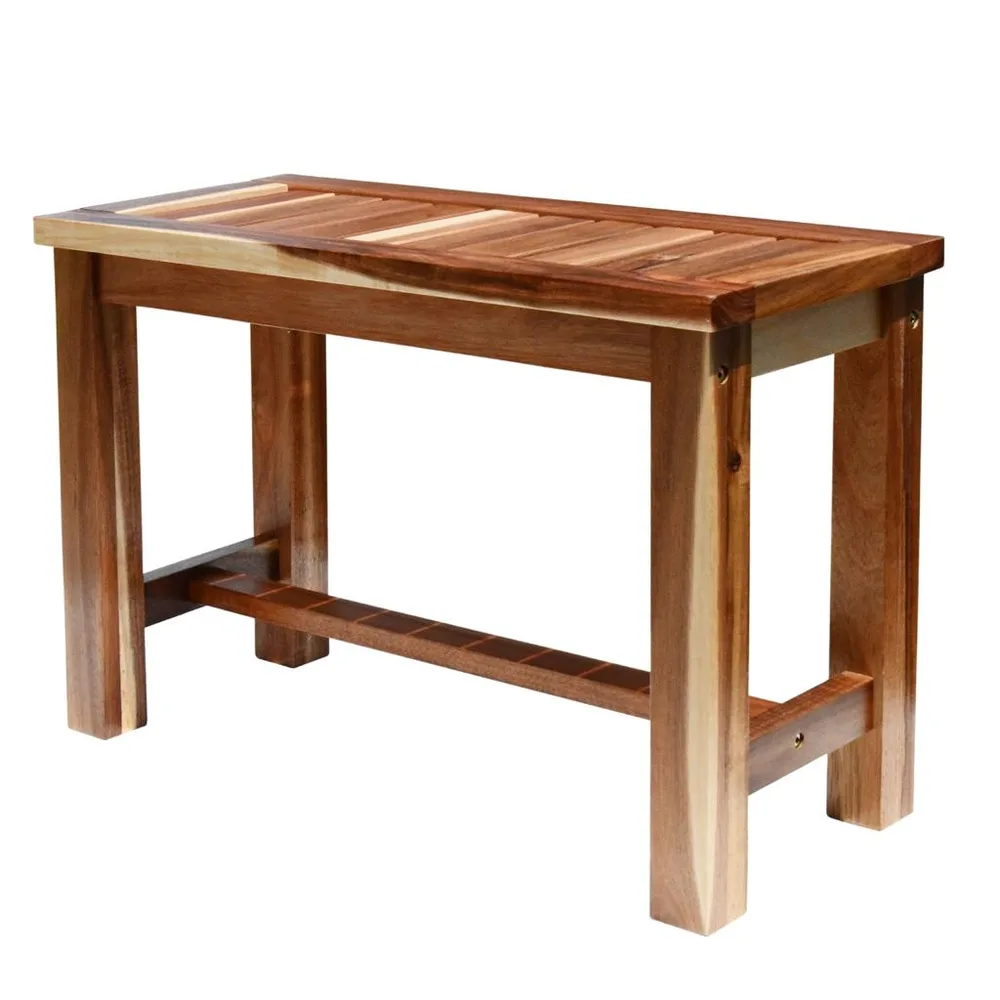 ספסל עץ טיק מלא לישיבה במקלחת מיועד לחדרים רטובים רוחב 70 ס";מ דגם אסנל B