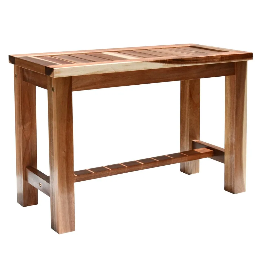 ספסל עץ טיק מלא לישיבה במקלחת מיועד לחדרים רטובים רוחב 70 ס";מ דגם אסנל B