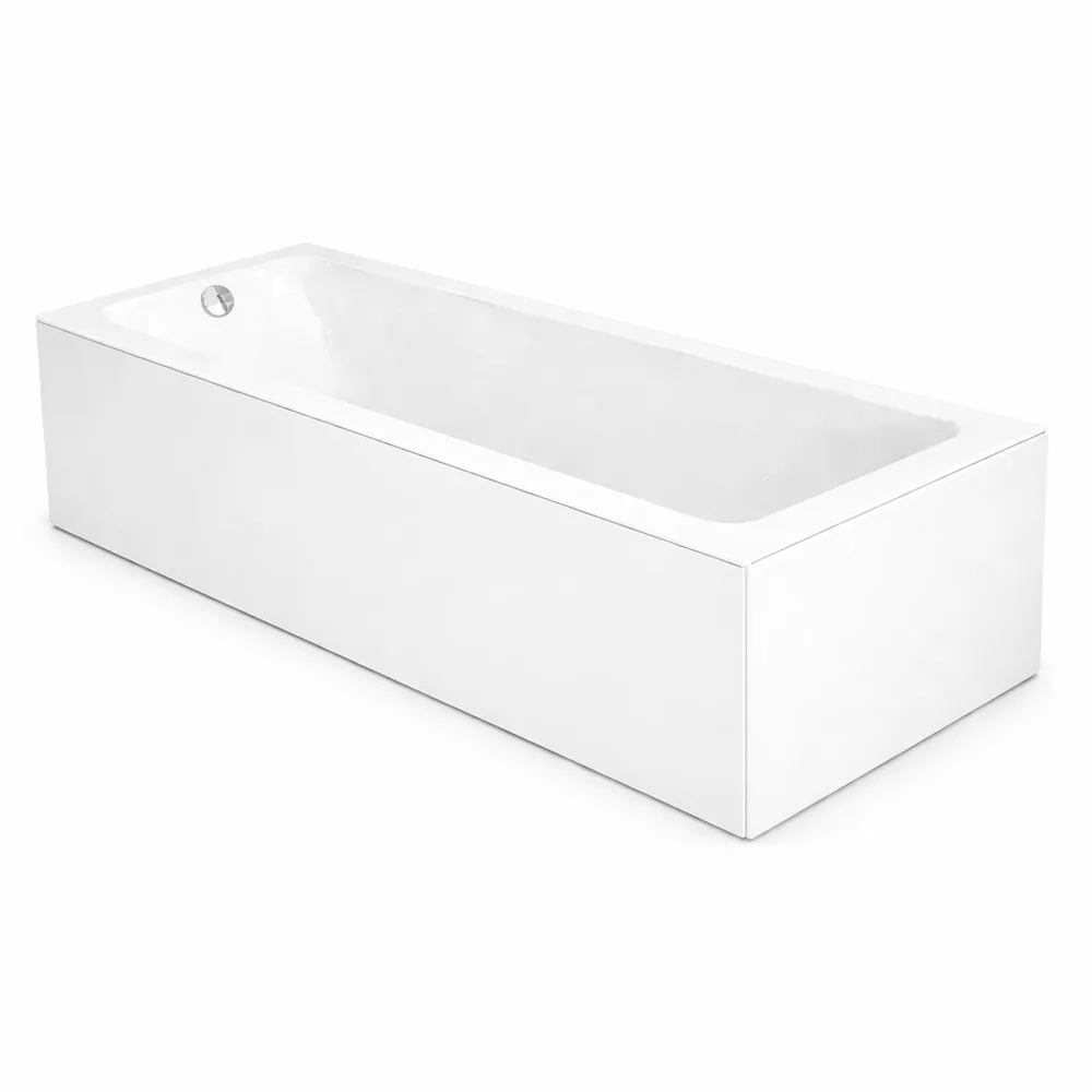 אמבטיה מלבנית אקרילית מחוזקת בפייברגלס כוללת קונסטרוקציה אורך 150 ס";מ צבע לבן מבריק דגם Ireland 150