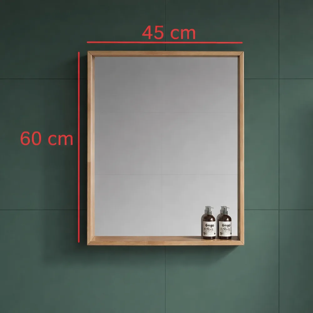 מראה מרחפת לתליה עם מסגרת אלומיניום אל חלד צבע ניקל רוחב 45 ס";מ ובגובה 60 ס";מ דגם 682C