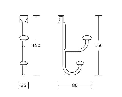קולב זוגי Brass אל חלד למגבות נתלה בקלות על המקלחון צבע ניקל מבריק דגם Chelsea chrome