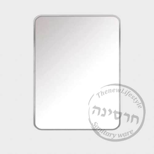 מראה מרחפת לתליה עם מסגרת אלומיניום אל חלד צבע ניקל רוחב 80 ס"מ ובגובה 60 ס"מ דגם 684C