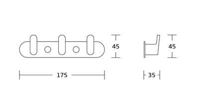 קולב Brass אל חלד מגיע עם 3 ווים לתליה של בגדים, מגבות וכו' צבע ניקל מבריק דגם 1203C