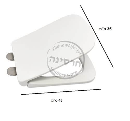 מושב אסלה UF קשיח KDW טריקה שקטה עומק 43 רוחב 35 לבן מבריק מתאים לאסלה שלנו (פאולו) או במקום מושב ישן באותה מידה