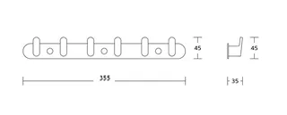קולב Brass אל חלד מגיע עם 6 ווים לתליה של בגדים, מגבות וכו' צבע שחור מט דגם 1106B