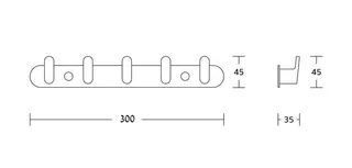קולב Brass אל חלד מגיע עם 5 ווים לתליה של בגדים, מגבות וכו' צבע שחור מט דגם 1105B