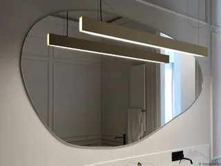 מראה מרחפת לתליה בצורה אמורפית לתליה ללא מסגרת רוחב 80 ס"מ גובה 42 ס"מ דגם M-6