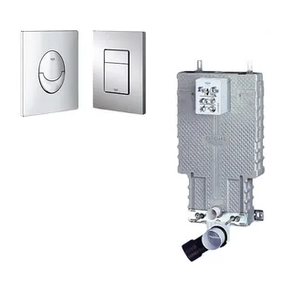 מיכל הדחה סמוי של מותג GROHE גרואה מתאים להתקנה על קירות בלוקים ובטון עם לחצן לבחירתכם דגם 38825000-1