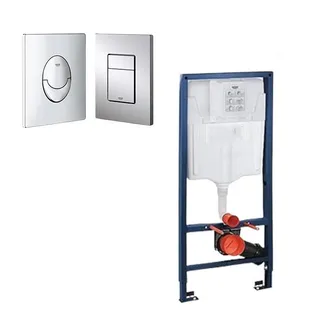 מיכל הדחה סמוי GROHE גרואה מתאים להתקנה על קירות גבס כולל לחצן לבחירתכם דגם 38536001-1