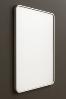 מראה מרחפת לתליה עם מסגרת אלומיניום אל חלד צבע לבן מט ברוחב 100 ס"מ ובגובה 60 ס"מ דגם 685W