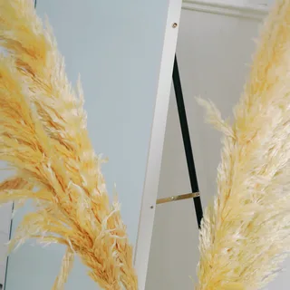 מראת גוף מלבנית עומדת עם סטנד עשוי ממסגרת אלומיניום אל חלד צבע לבן מט וניתן גם לתלות אותה רוחב 70 ס"מ גובה 180 ס"מ דגם LM-14W