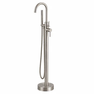 ברז גבוה מעוגל למילוי אמבטיה מונחת Freestanding כולל מזלף צבע PVD ניקל מוברש דגם s123-BN
