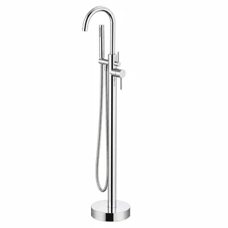 ברז גבוה מעוגל למילוי אמבטיה מונחת Freestanding כולל מזלף צבע PVD ניקל מבריק דגם s123-C