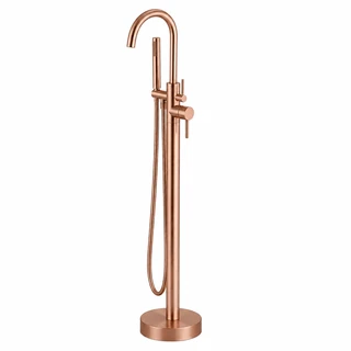 ברז גבוה מעוגל למילוי אמבטיה מונחת Freestanding כולל מזלף צבע PVD רוז גולד דגם 43033-BRG