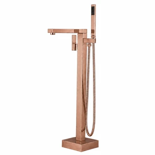 ברז גבוה מרובע למילוי אמבטיה מונחת Freestanding כולל מזלף צבע PVD רוז גולד דגם 43031-BRG