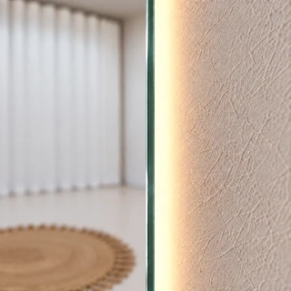מראת גוף מרחפת מלבנית עם תאורה LED אחורית לתליה ללא מסגרת 70/180 ס"מ זכוכית אולטרה-לבנה דגם LM-73LD