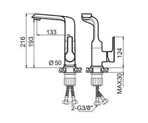 ברז רחצה מגיע עם פיה מסתובבת צבע זהב מט דגם ZV0124G