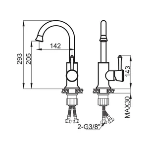 ברז רחצה מגיע עם פיה מסתובבת צבע זהב מט דגם ZV0126G