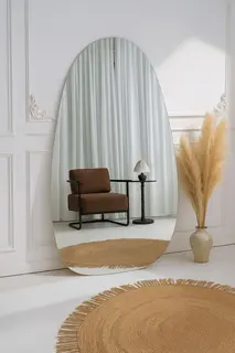 מראת גוף מרחפת בצורה אמורפית לתליה ללא מסגרת רוחב 100 ס"מ גובה 180 ס"מ דגם LM-72