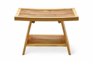 ספסל עץ טיק לישיבה במקלחת מיועד לחדרים רטובים רוחב 60 ס"מ דגם אסטלי