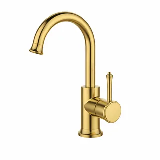 ברז לכיור רחצה מגיע עם פיה מסתובבת צבע זהב מט דגם ZV0126G