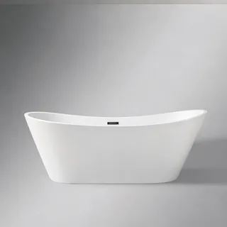 אמבטיה מונחת אובלית עשויה מחומר אקרילי מוחזקת בפייברגלס אורך 170 ס"מ צבע לבן מבריק דגם Kips