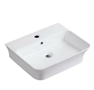 כיור רחצה מלבני ניתן להשתמש ככיור מונח או ככיור תלוי רוחב 37 ס"מ ועומק 27 ס"מ צבע לבן מבריק דגם מקדון