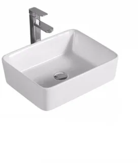 כיור רחצה מונח חרס מלבני רוחב 48 ס"מ ועומק 31.5 ס"מ צבע לבן מבריק דגם אמרוסיו