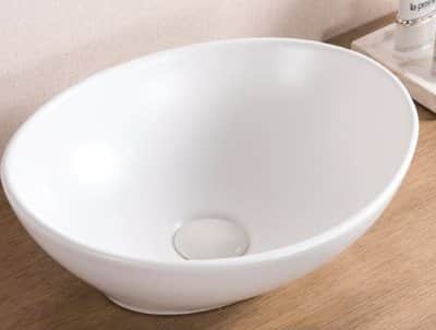 כיור רחצה מונח חרס אובלי רוחב 36 ס"מ ועומק 30 ס"מ צבע לבן מט דגם קאליטיה