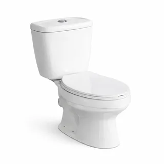 סט מונבלוק חרס מעוגל לבן מבריק שטיפה היקפית כולל מושב טריקה שקטה ומנגנון הדחה דגם ריקטו