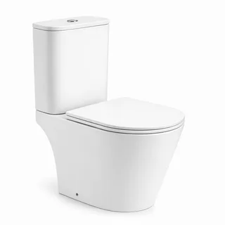 סט מונבלוק חרס מעוגל לבן מבריק שטיפת Tornado כולל מושב טריקה שקטה ומנגנון הדחה דגם טינוס