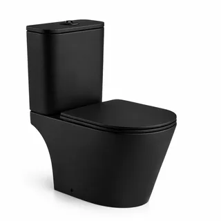 סט מונבלוק חרס מעגול שחור מט שטיפת Tornado כולל מושב טריקה שקטה עם מנגנון הדחה דגם קוזאני