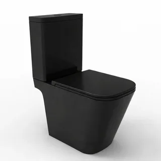 סט מונבלוק חרס מלבני שחור מט שטיפת Tornado כולל מושב טריקה שקטה עם מנגנון הדחה דגם אלימוס