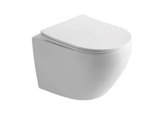 אסלה תלויה מעוגלת אורך 53.5 ס"מ צבע לבן מבריק עם שטיפת Tornado ומושב קשיח טריקה שקטה ונשלף דגם קראטיה