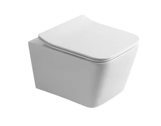 אסלה תלויה מלבנית אורך 51.5 ס"מ צבע לבן מבריק עם שטיפת Tornado ומושב קשיח טריקה שקטה ונשלף דגם תסליה