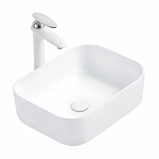 כיור רחצה מונח חרס מלבני רוחב 40 ס"מ ועומק 30 ס"מ צבע לבן מבריק דגם יוניה