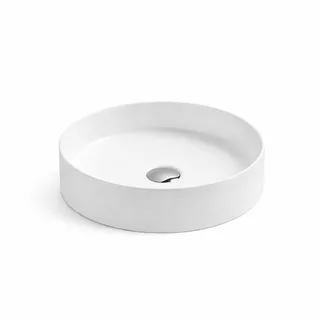 כיור רחצה מונח חרס עגול קוטר 36 ס"מ צבע לבן מבריק דגם קרינתיה