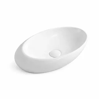 כיור רחצה מונח חרס אובלי רוחב 49 ס"מ ועומק 31 ס"מ צבע לבן מבריק דגם מקסיקו