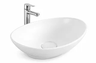 כיור רחצה מונח חרס אובלי רוחב 34 ס"מ ועומק 26 ס"מ צבע לבן מט דגם אואזיס