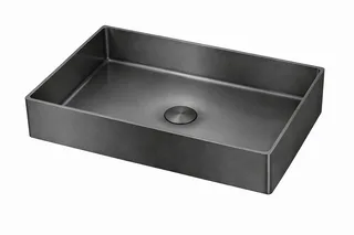 כיור רחצה מונח מלבני בעיצוב חלק עשוי מנירוסטה רוחב 50 ס"מ ועומק 35 ס"מ צבע גרפיט מט PVD דגם H-9987